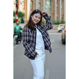 Áo khoác dạ đen kẻ BIGSIZE