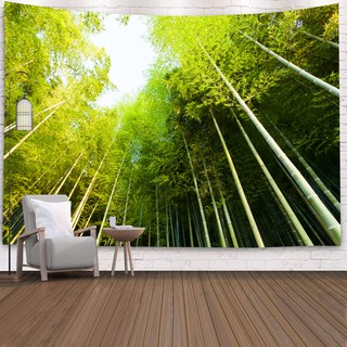Thảm Treo Tường Trang Trí Phòng Khách / Phòng Ngủ In Hình Rừng Cây Tre Nghệ Thuật
