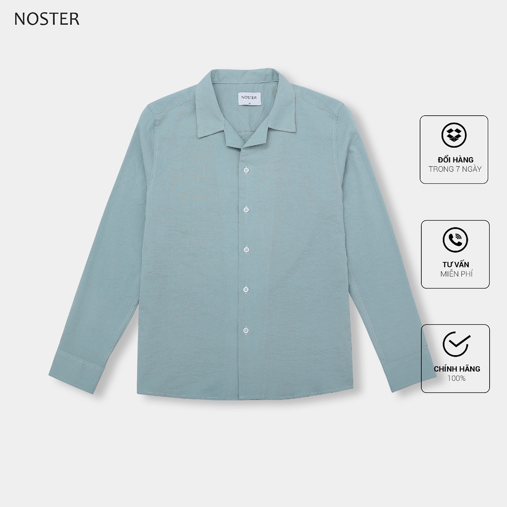 Áo sơ mi nam dài tay cổ cuba, chất vải linen mềm mại, thấm hút mồ hôi tốt, phom dáng hàn - Thương hiệu NOSTER mã ASM1115