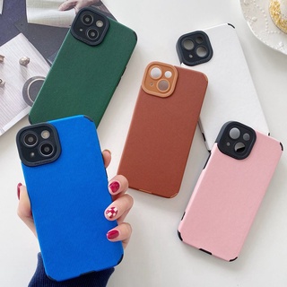 Ốp điện thoại da PU mềm màu kẹo bảo vệ camera thích hợp cho iPhone 7 8 Plus SE2020 X 13 12 11 Pro Xs Max
