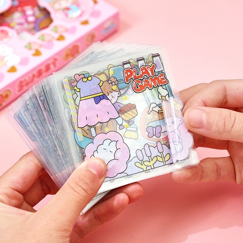 Sét hộp 100 tấm sticker 1000 hình dán chống nước nhiều phong cách cute dễ thương