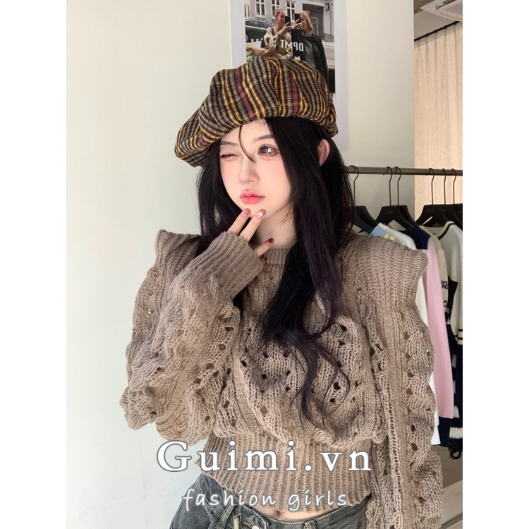 Áo Dệt Kim Nữ Tay Dài Cổ Tròn Thời Trang Hàn Quốc 2023