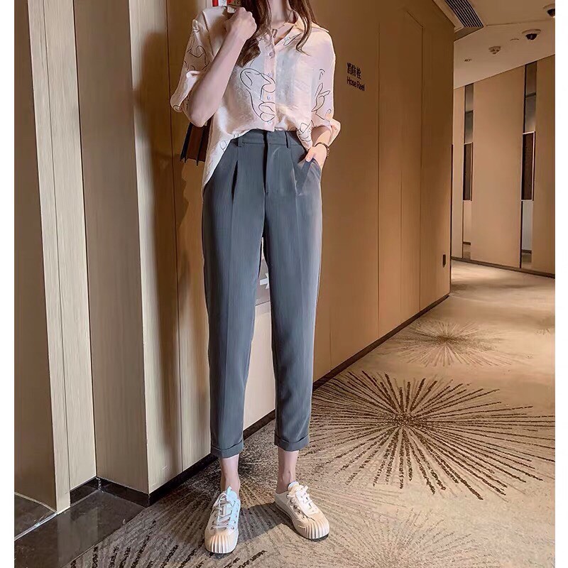 QUẦN BAGGY GẬP GẤU 4 MÀU ĐEN, NÂU, BE , GHi