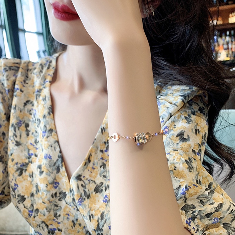 Vòng tay nữ 100% TITAN NGUYÊN CHẤT lắc tay nữ KHÔNG GỈ đính đá pha lê phong cách ins hàn quốc trang sức nữ thời trang