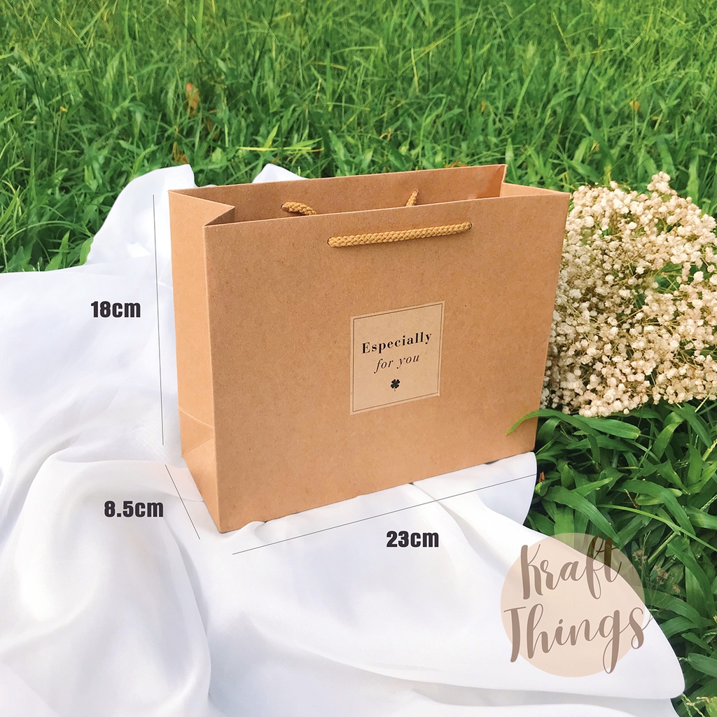 Túi kraft đựng quà tặng quai xách vintage  - túi quà giấy nâu dày nhiều size T03