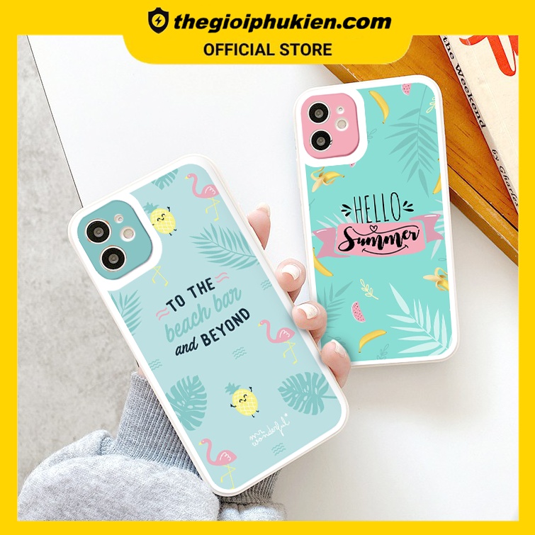 Ốp iphone - Ốp lưng iphone cạnh vuông viền camera Hello summer dành cho ip 6 đến 14promax - ng196