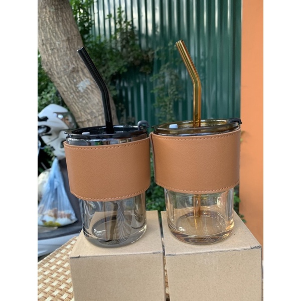 Cốc Thuỷ Tinh kèm Ống Hút 450ml