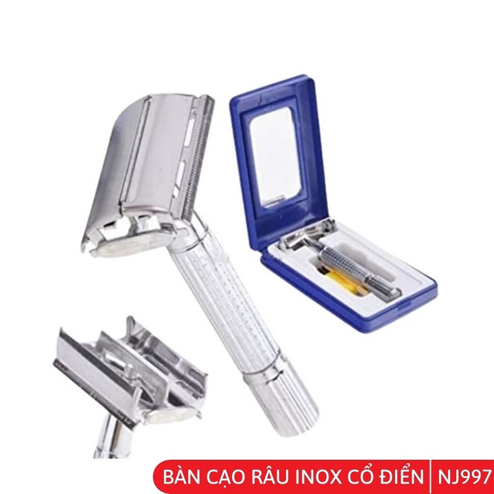 Dao cạo râu  inox NANJIE NJ997 lưỡi lam cổ điển không gỉ an toàn có hộp đựng sang trọng