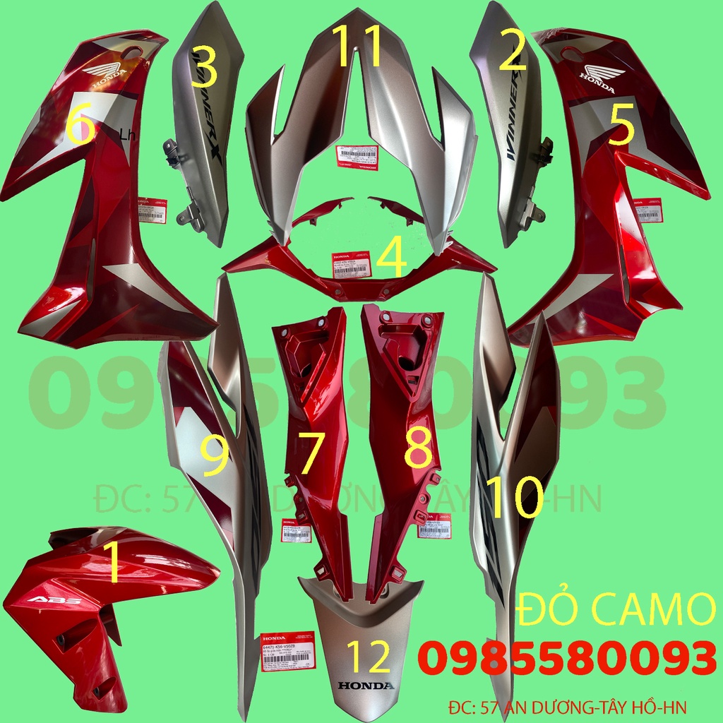Dàn áo Winner X Đỏ Camo Zin chính hãng Honda