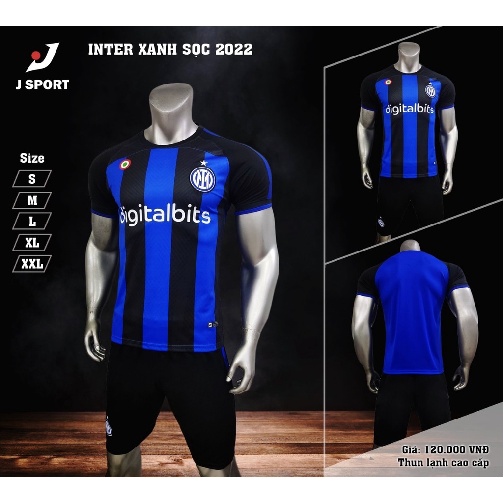 Quần áo đá banh ngắn tay INTERMILAN xanh 2020-2021 - Chất lượng