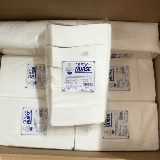 Bông gòn cắt sẵn Quick Nurse 6x6cm (Bịch 500gr)