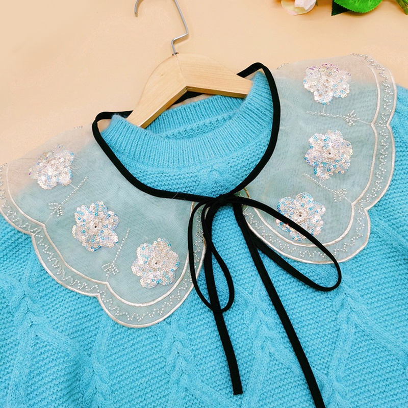 Áo Sơ Mi Lửng Cột Dây Cổ Tháo Rời Được Thêu Hoa Thời Trang Cho Nữ