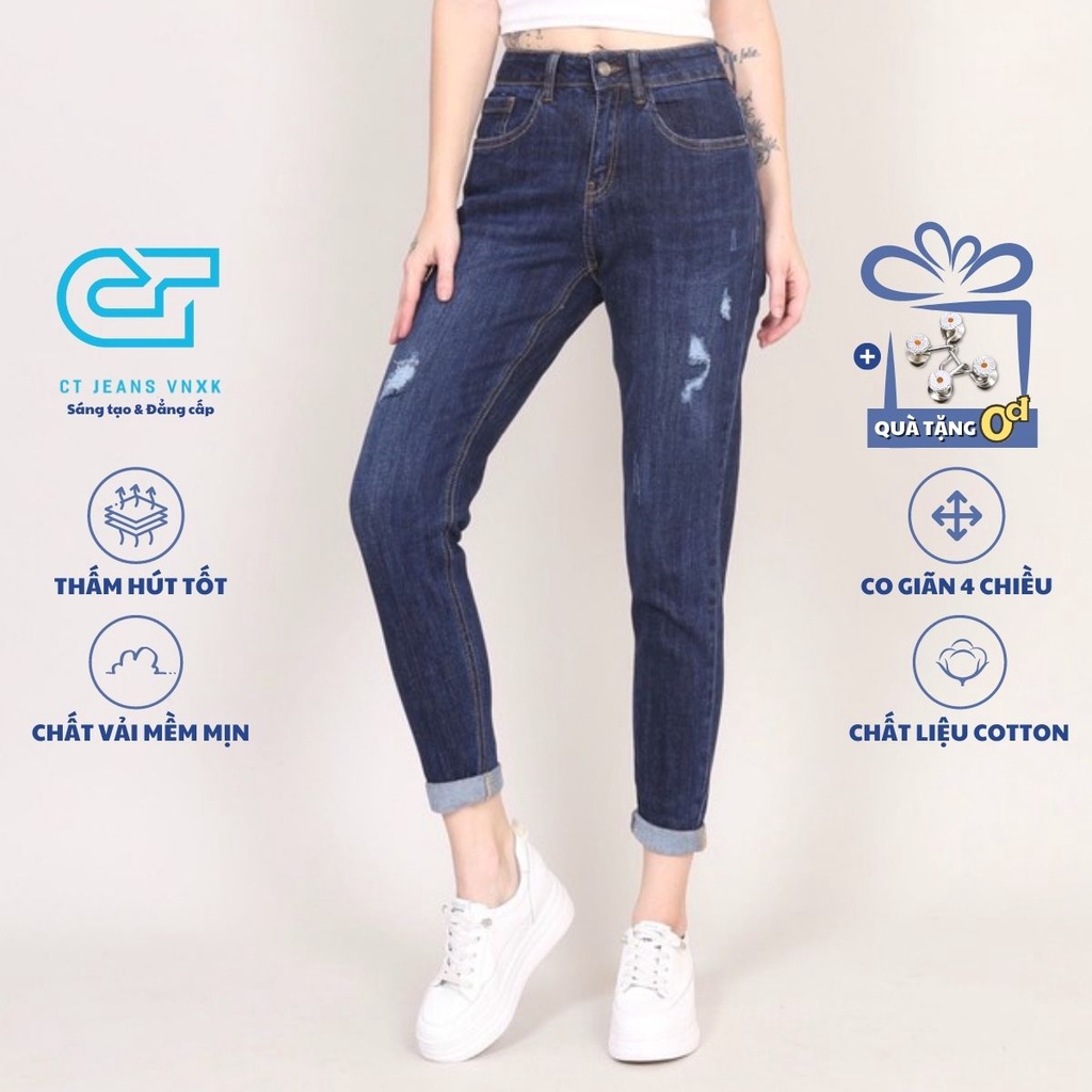 Quần Jean Nữ Boyfriend baggy Rách co dãn 120 CT JEANS