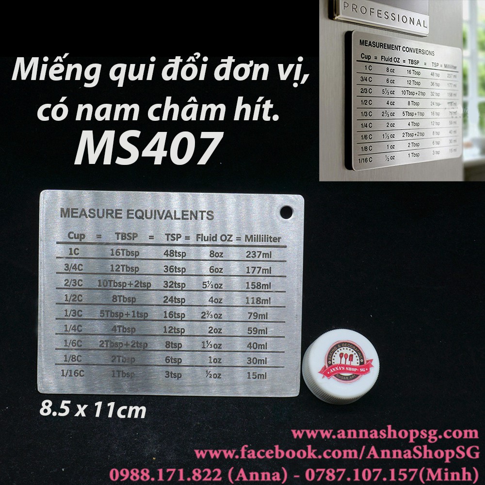 MIẾNG QUI ĐỔI ĐƠN VỊ MS407