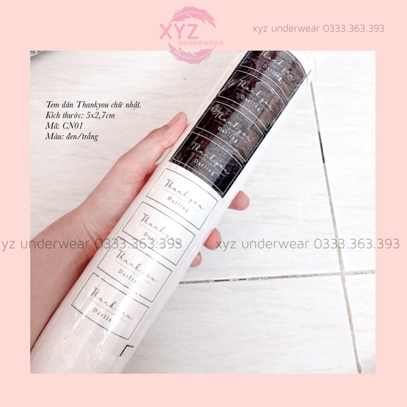 100 Tem dán Thank you hình chữ nhật  màu đen/trắng đẹp sang trọng để bán hộp bánh, hộp quà,niêm phong giấy gói quần áo | BigBuy360 - bigbuy360.vn