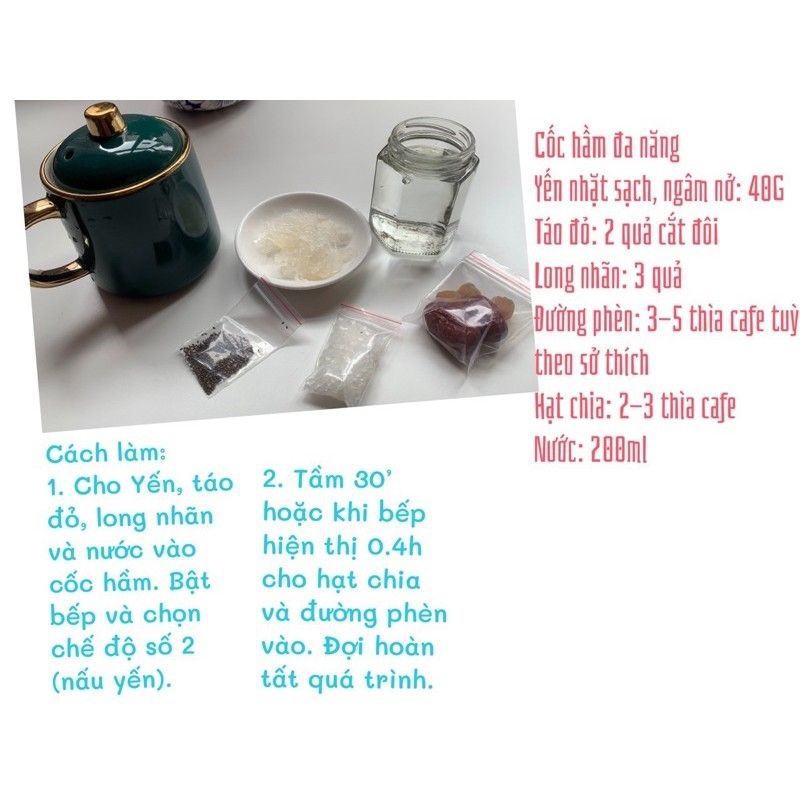 Cốc chưng yến hầm xương nấu cháo ninh chè đa năng bằng sứ 500ml 600ml 800ml