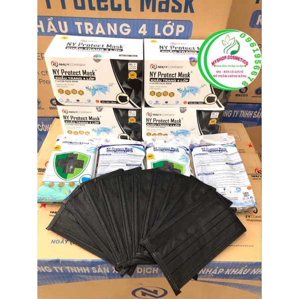 KHẨU TRANG Y TẾ 4 LỚP MÀU ĐEN NHƯ Ý