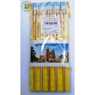 Đũa Gỗ Xương Gà Màu Tự Nhiên Dài 24 Cm - Đồ Gỗ Nhà Bếp Thương Hiệu Trường Sơn (10 Đôi / Vỉ)