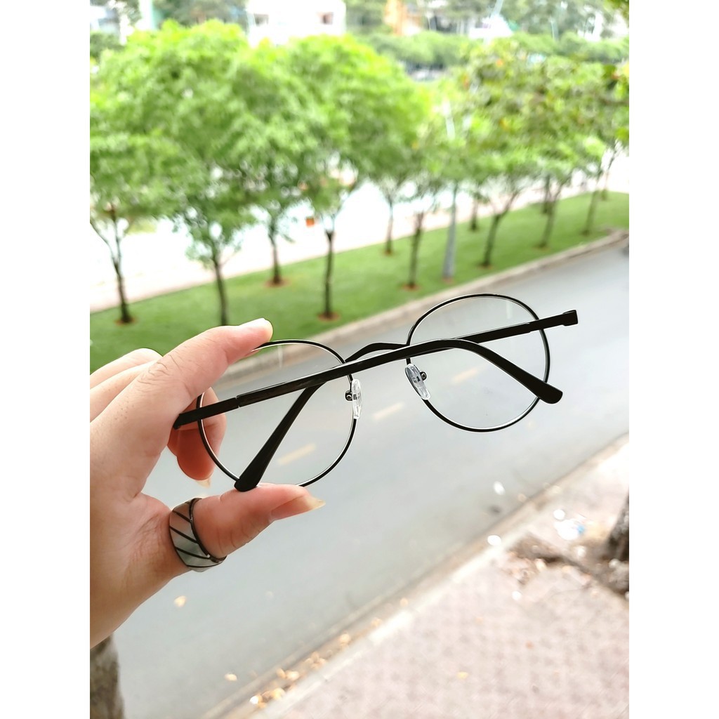 Gọng kính cận kim loại D1001 kèm tròng 0 độ chống ánh sáng bảo vệ mắt trước màn hình phù hợp mặt vuông, dài, góc cạnh | BigBuy360 - bigbuy360.vn