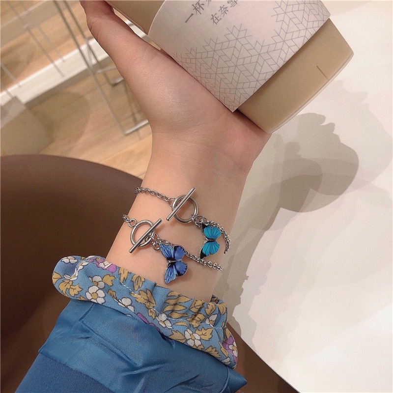 Vòng Tay Bạc Nữ Con Bướm Trái Tim Mặt Dây Chuyền Bạc Ngọc Trai Choker Tình Bạn Vòng Tay đôi Phụ Kiện Trang Sức