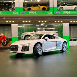 Mô hình xe trưng bày audi r8 v10 tỉ lệ 1:24 hãng welly màu trắng