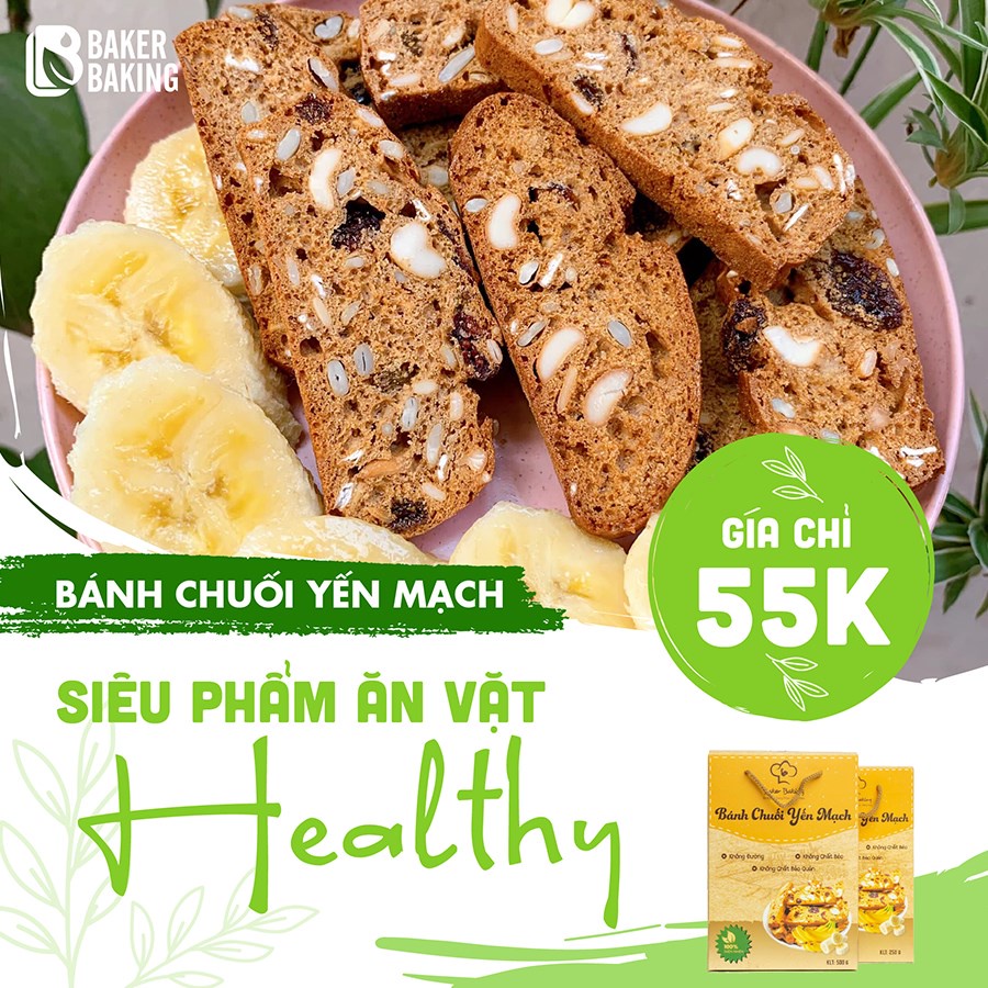 Bánh chuối yến mạch, bánh quy ăn kiêng, giảm cân giàu dưỡng chất Baker Baking