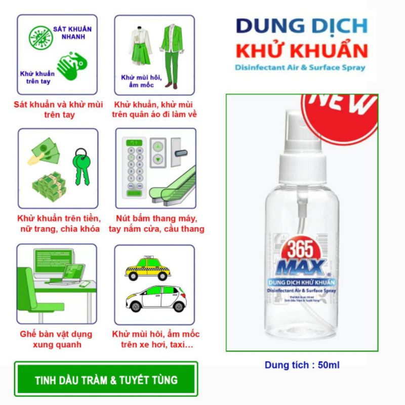 Dung dịch khử khuẩn 365 Max 50ml
