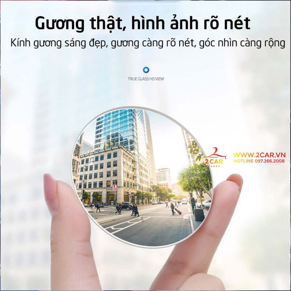 Gương cầu lồi xoay 360 độ, gắn gương chiếu hậu XOÁ ĐIỂM MÙ cho xe ô tô- 1 bộ 2 chiếc