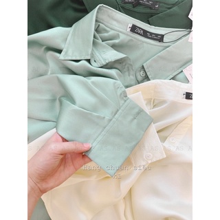 ANU812 - ÁO SƠ MI NỮ LỤA CỔ ĐỨC TRƠN DÀI TAY