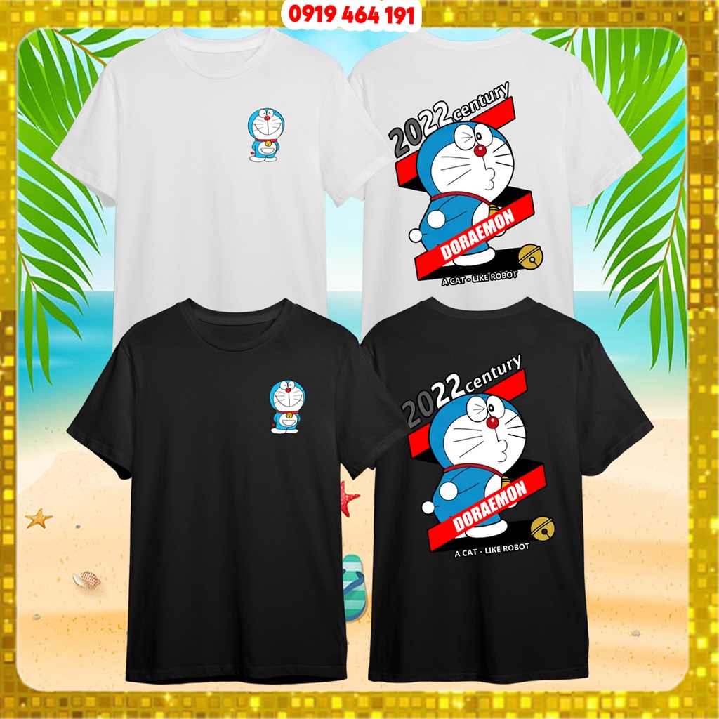 Áo thun doraemon 2022 in cao cấp, vải cotton mịn mát, unisex hàn quốc