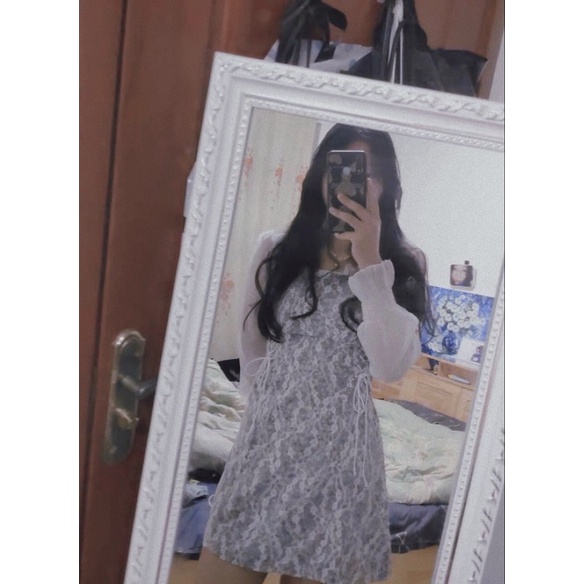 [Sẵn] Váy tiểu thư hè thu ren phối tay lưới sang chảnh cá tinhs | BigBuy360 - bigbuy360.vn