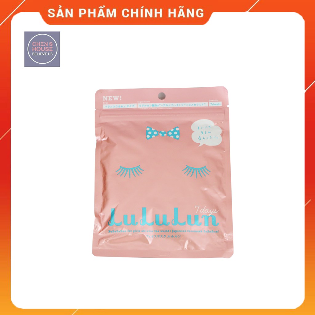 Mặt nạ cấp ẩm chuyên sâu Lululun Hồng - 7 miếng