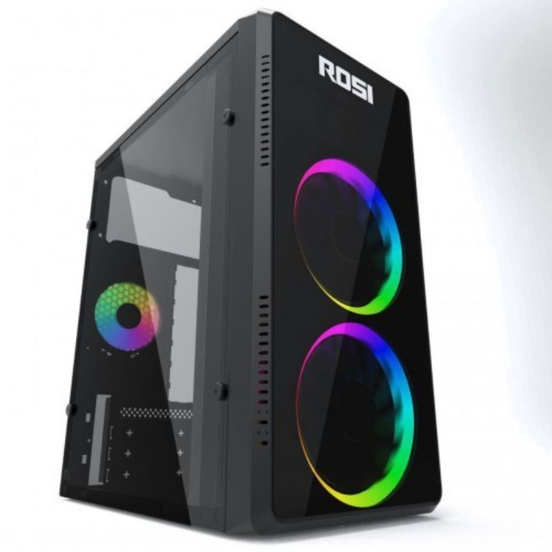 Vỏ case máy tính C1705 kèm sẵn 2 FAN LED trước - Hàng chính hãng mẫu đẹp.
