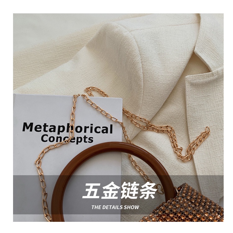 Túi Xách Mini Đeo Vai Hình Đám Mây Xếp Gọn Đính Đá Lấp Lánh Có Tay Cầm Bằng Gỗ Cho Nữ