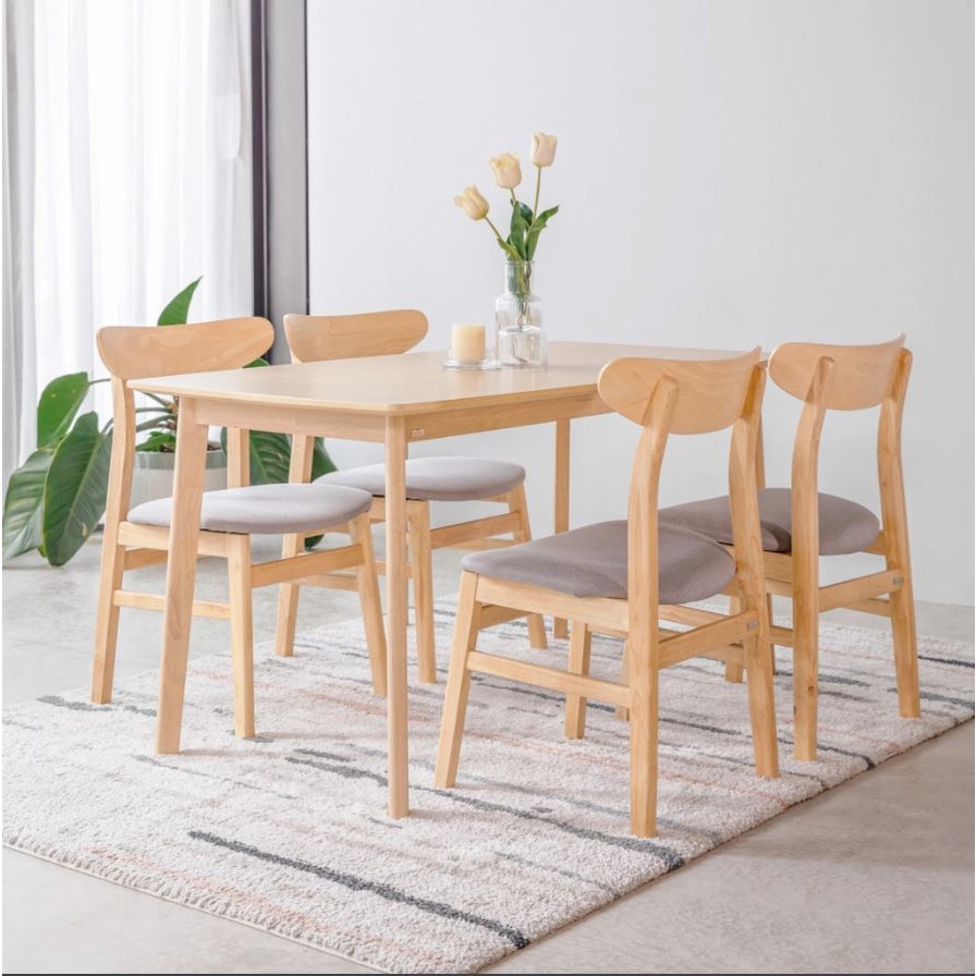 Bộ Bàn Ăn Gỗ 4 Ghế Cao Su MOHO OSLO 601