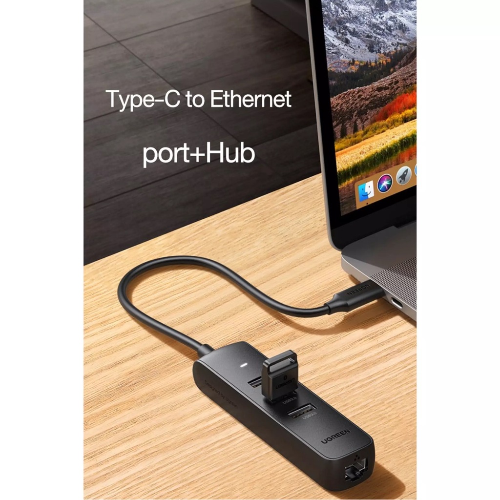 Bộ Chia USB Type-C Sang 3 Cổng USB 3.0 + LAN 10/100 Mbps UGEEN 10917 - HUB TypeC USb 3.0 - Hàng Chính Hãng