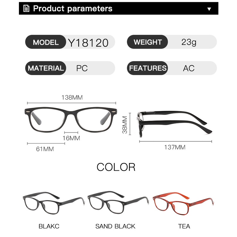 Thời trang Kính lão thị nam và nữ Kính đọc sách tài liệu thấu kính AC độ nét cao để đọc sách và điện thoại di động