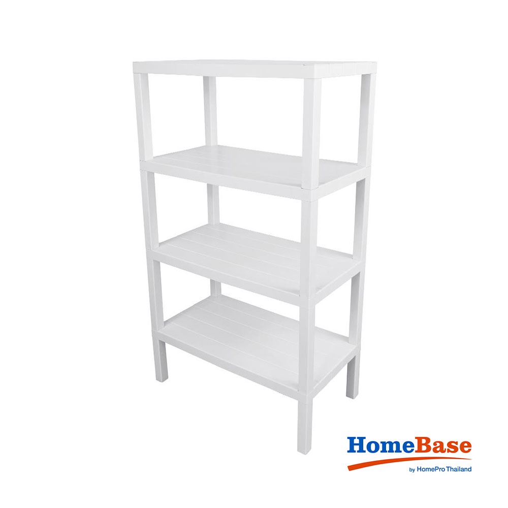 HomeBase STACKO Kệ nhựa 4 tầng có hoa văn giả gạch Thái Lan R60xS30xC100cm màu trắng