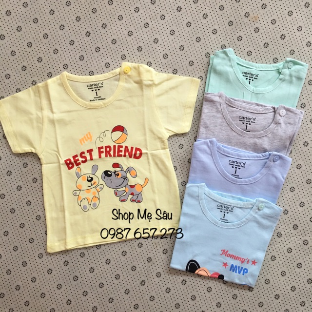 Áo sơ sinh cộc tay cài vai - loại đẹp 100% cotton