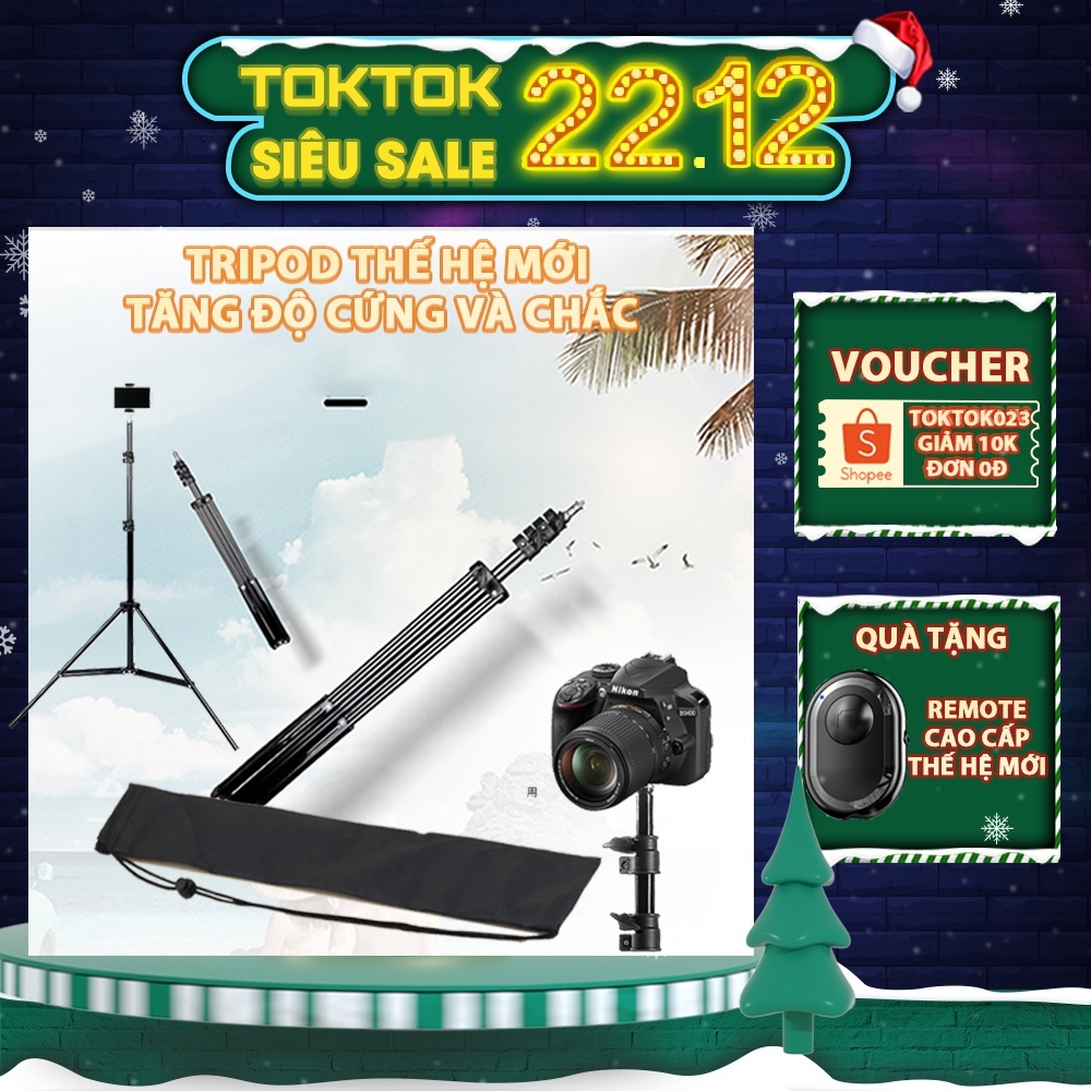 Giá đỡ điện thoại-Tripod quay TikTok chân đèn livestream chân đỡ máy ảnh cứng bền đẹp chắc chắn triệu view