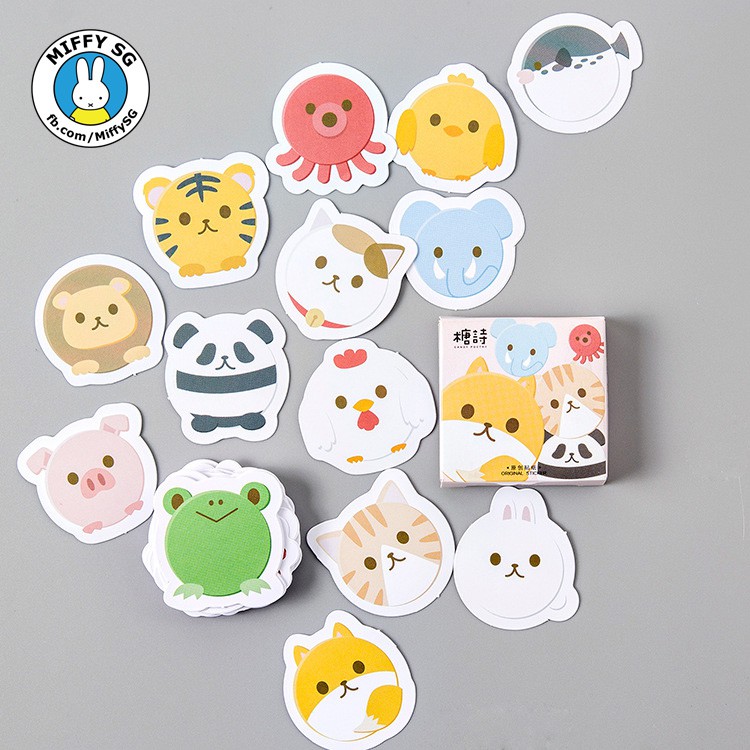 Bộ 45 sticker hoạt hình xinh xắn TRÒN TRÒN TO