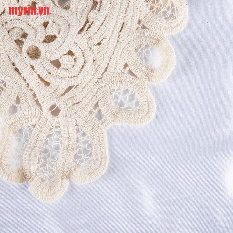 [myrin] Áo Sơ Mi Ren Móc Xuyên Thấu Cổ Chữ O Búp Bê Cho Nữ