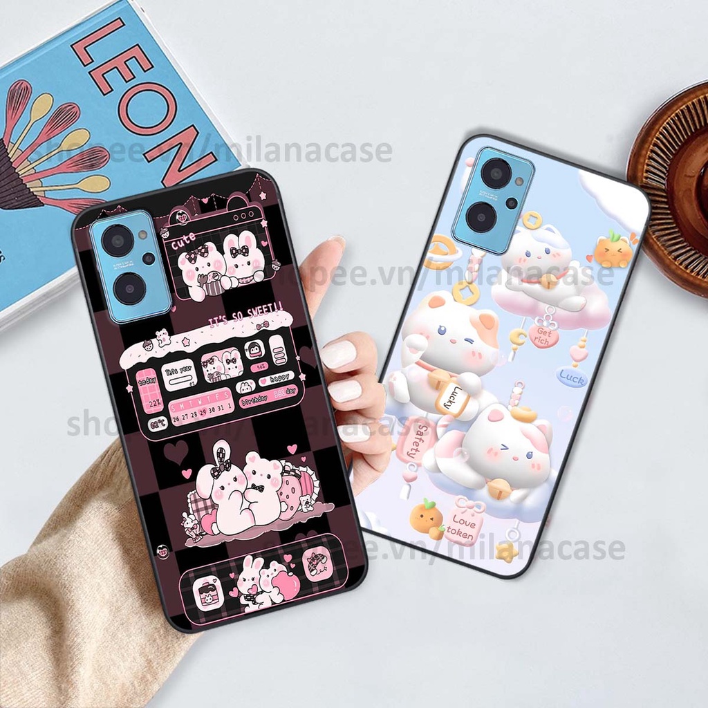 Ốp Realme 9i hình đồng hồ icon gấu mèo cute cực dễ thương ngộ nghĩnh