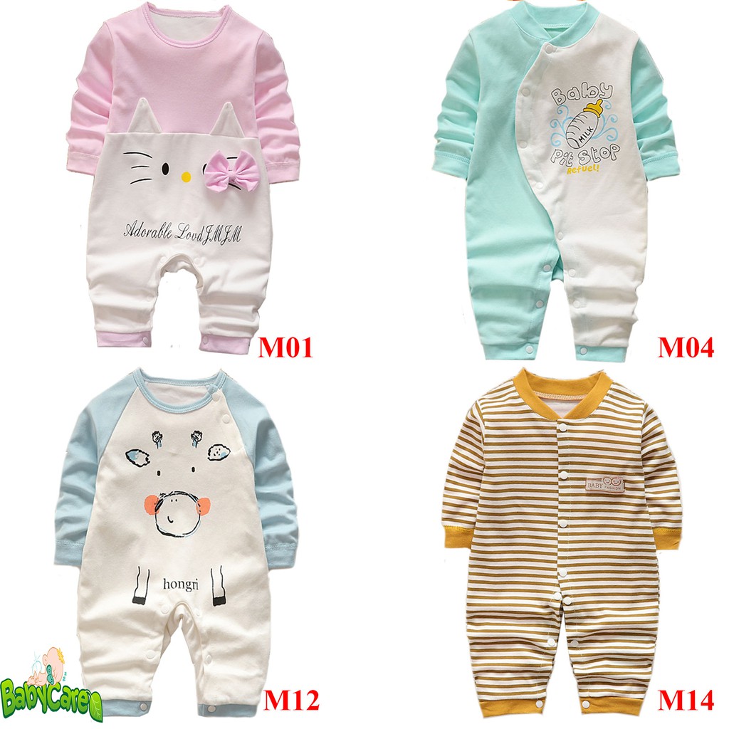 Sleep suit/Body cotton dài tay cho bé trai/gái (quần liền áo) Hàng Quảng Châu xuất Hàn