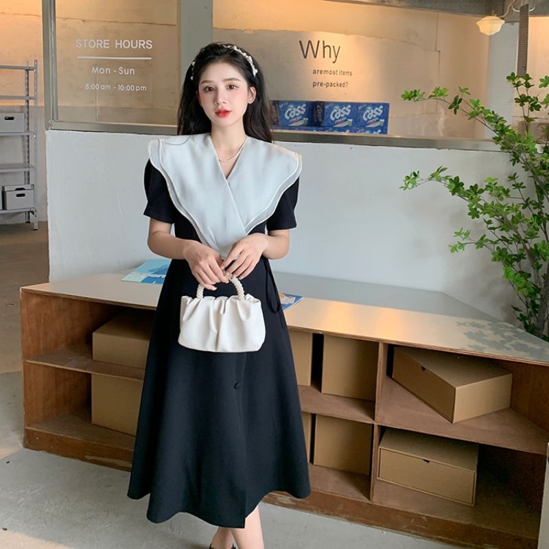 Đầm Dáng Dài Liền Thân Cổ Bèo Chữ V Cúc Bọc Buộc Dây Thời Trang Nữ Mẫu Mới 2022 XinXoShop
