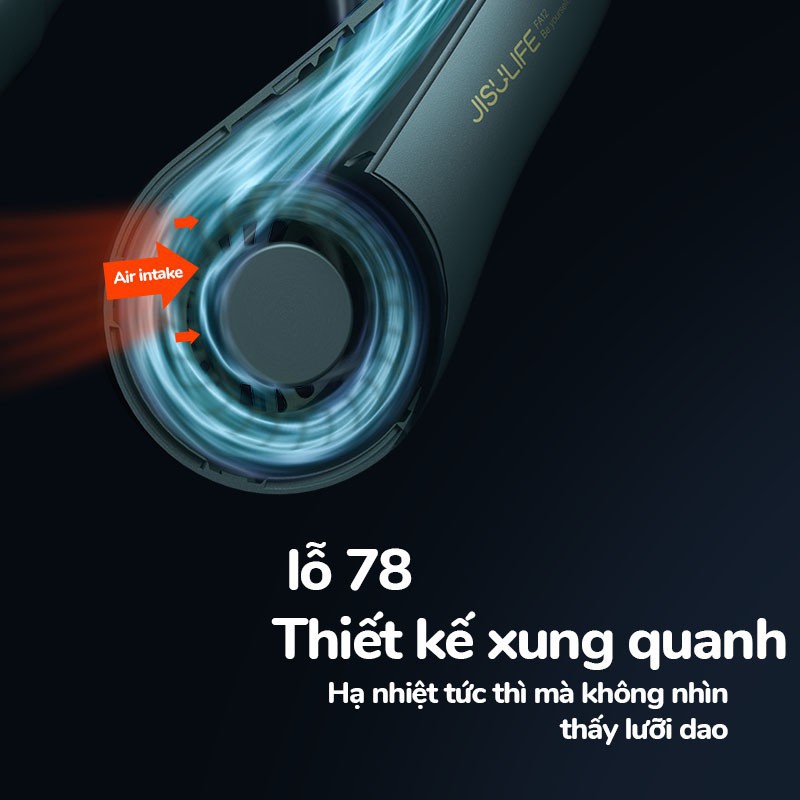 Quạt mini đeo cổ không cánh Jisulife FA12_Biên độ thổi rộng 360 độ mát mẻ dễ chịu, có thể sử dụng trong 10h_BH 12 tháng | BigBuy360 - bigbuy360.vn