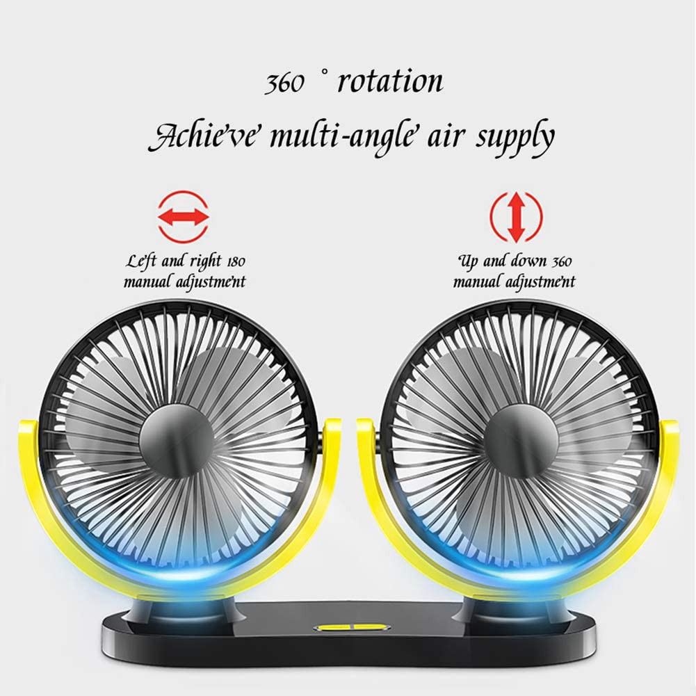 Quạt Đôi Mini Đa Năng Dùng Nguồn USB Xoay 360 Độ Công Suất Lớn Cho Ô Tô Xe Hơi Văn Phòng Gia Đình