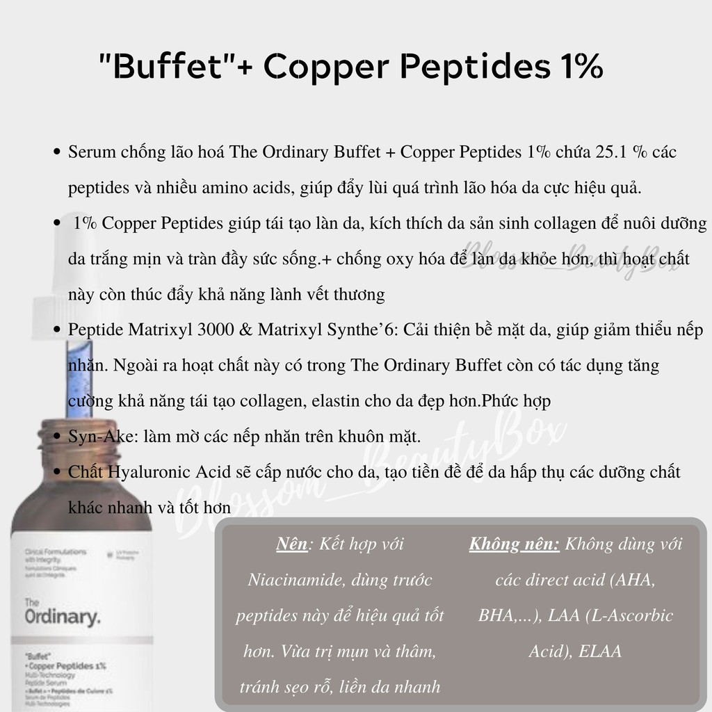 Serum tái tạo da, chống lão hoá “buffet” + copper peptides 1% The ordinary