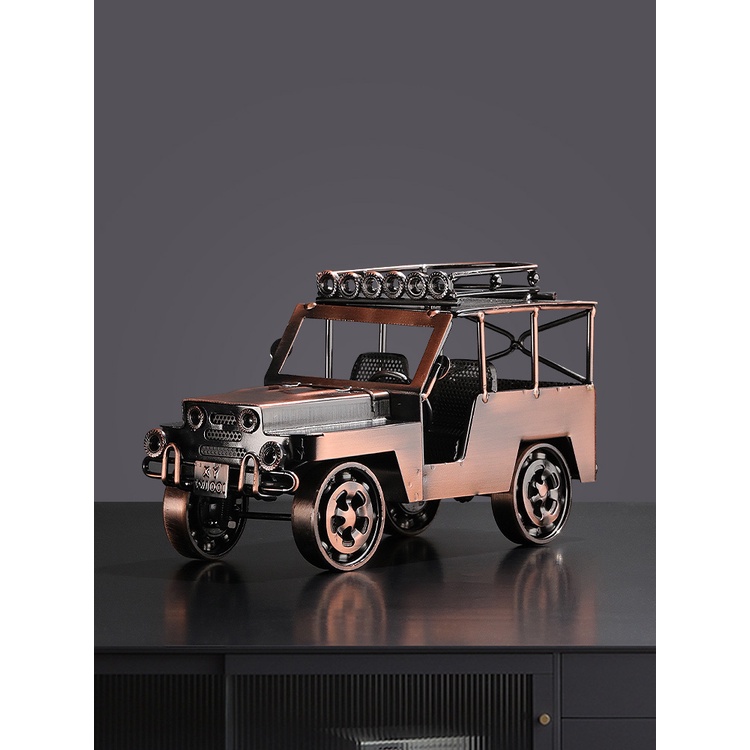 Mô Hình Xe Jeep Nghệ Thuật Bằng Kim Loại Với Súng Thiếc Sáng Tạo Trang Trí Xe Hơi