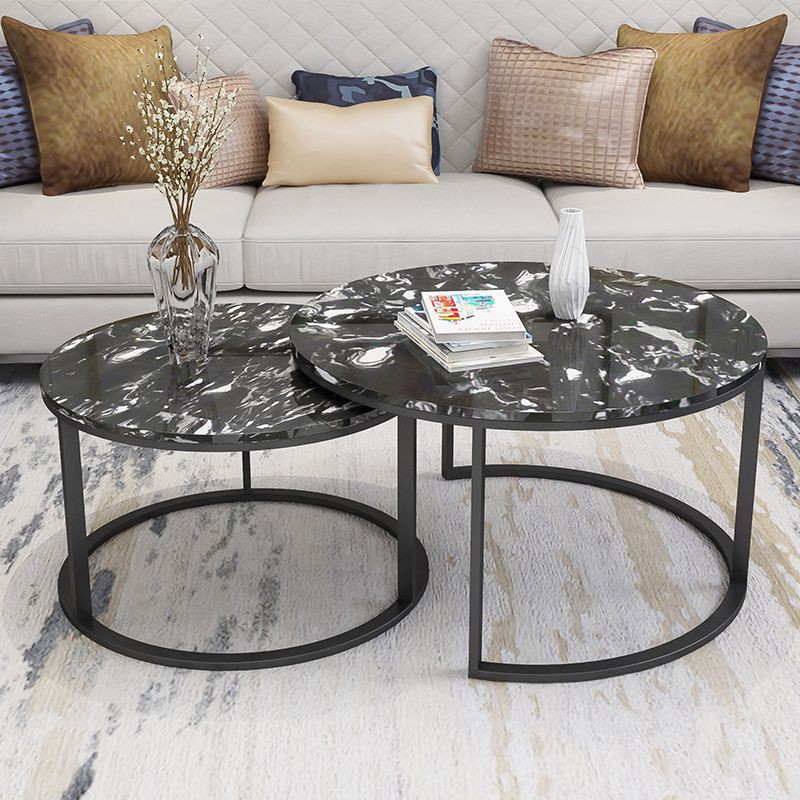 Cặp bàn trà mặt đá đen hoặc trắng giá rẻ, bàn trà sofa tròn đường kính 50 và 70cm chân sắt sơn tĩnh điện bền đẹp